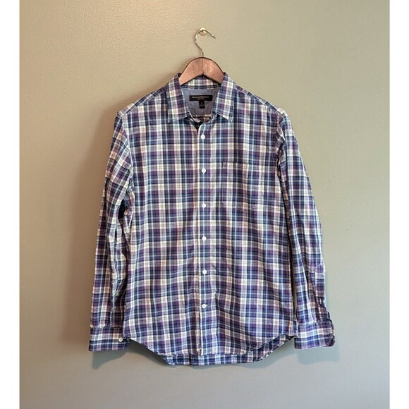 Banana Republic Size Small Purple Plaid Shirt Lightweight Button Up Mens LS - Picture 1 of 3